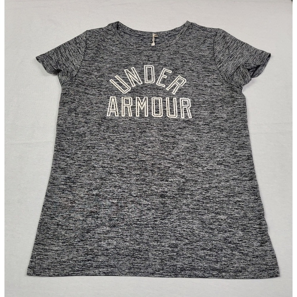 Under Armour Women's  UA Tech Heather Gray Graphic T-shirt Size M Heatgear Loose